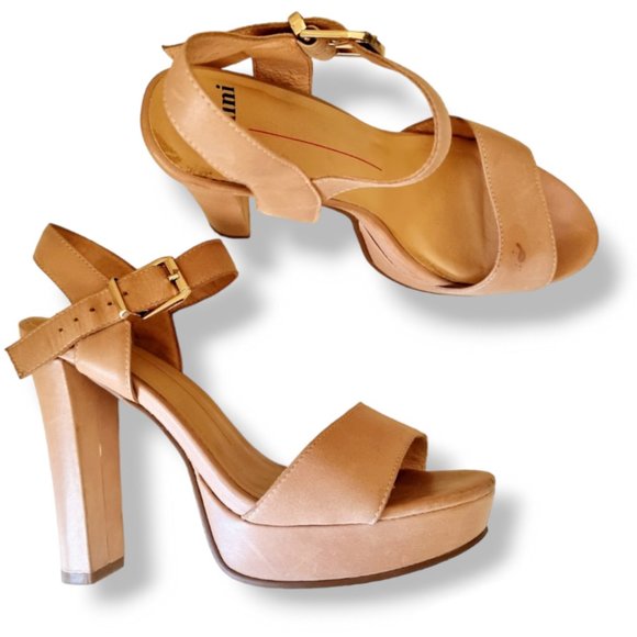 MOLLINI Martyne Nude Leather platform block heels UK 6 / AU 8 / EUR 39 - Picture 10 of 13